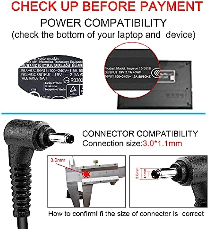 19V 2.1A 40W Laptop Ac Adapter Charger for Samsung Series 7 Slate XE700T1A;Galaxy View 18.4 SM-T670 SM-T677 SM-T670NZKAXAR