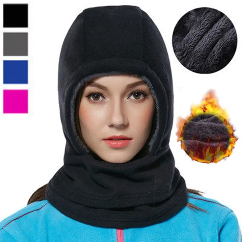 Winter Warm Outdoor Polar Fleece Hoed Mannen Winddicht Gezichtsmasker Halswarmer Dames Verdikte Hoofddeksel Sport Sjaal Caps