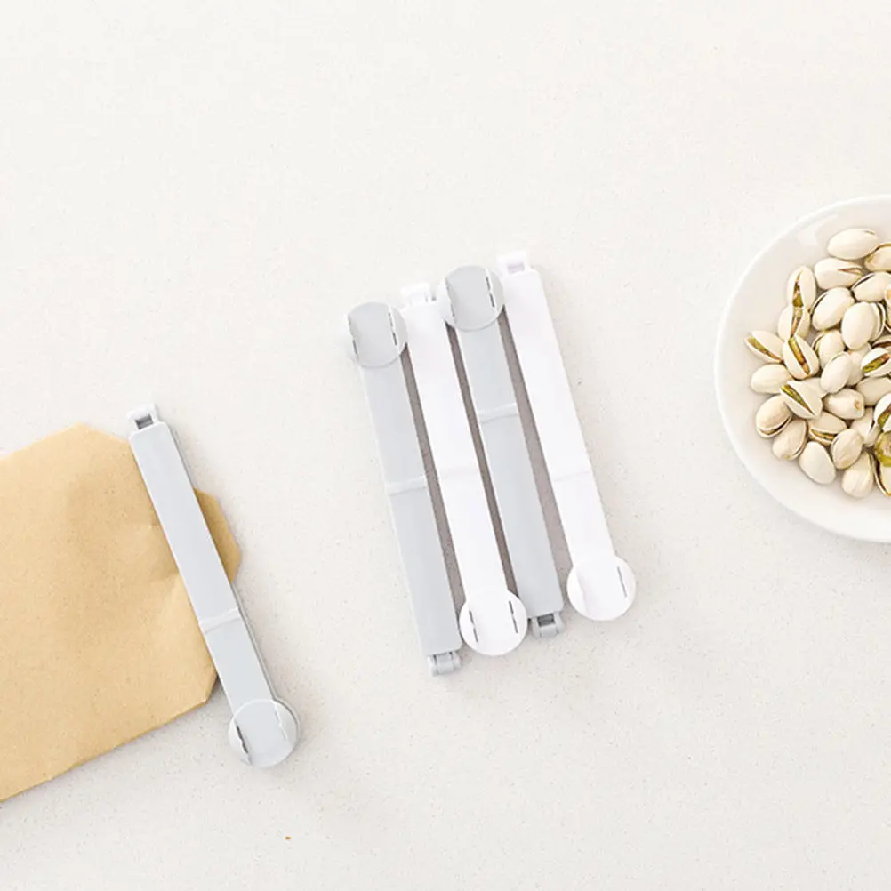 

5 шт. пластиковых зажимов для пакетов, герметичные зажимы для сохранения свежести продуктов, для хранения закусок, для кухни, дома, общежития, белые