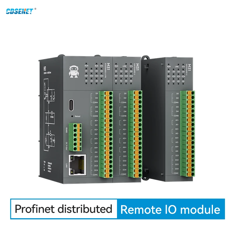 Profinet Remote IO Module Digital Analog Input Output CDSENET M31-U-PN Series Botu Step 7 Built In Switch RS485 Modbus RTU