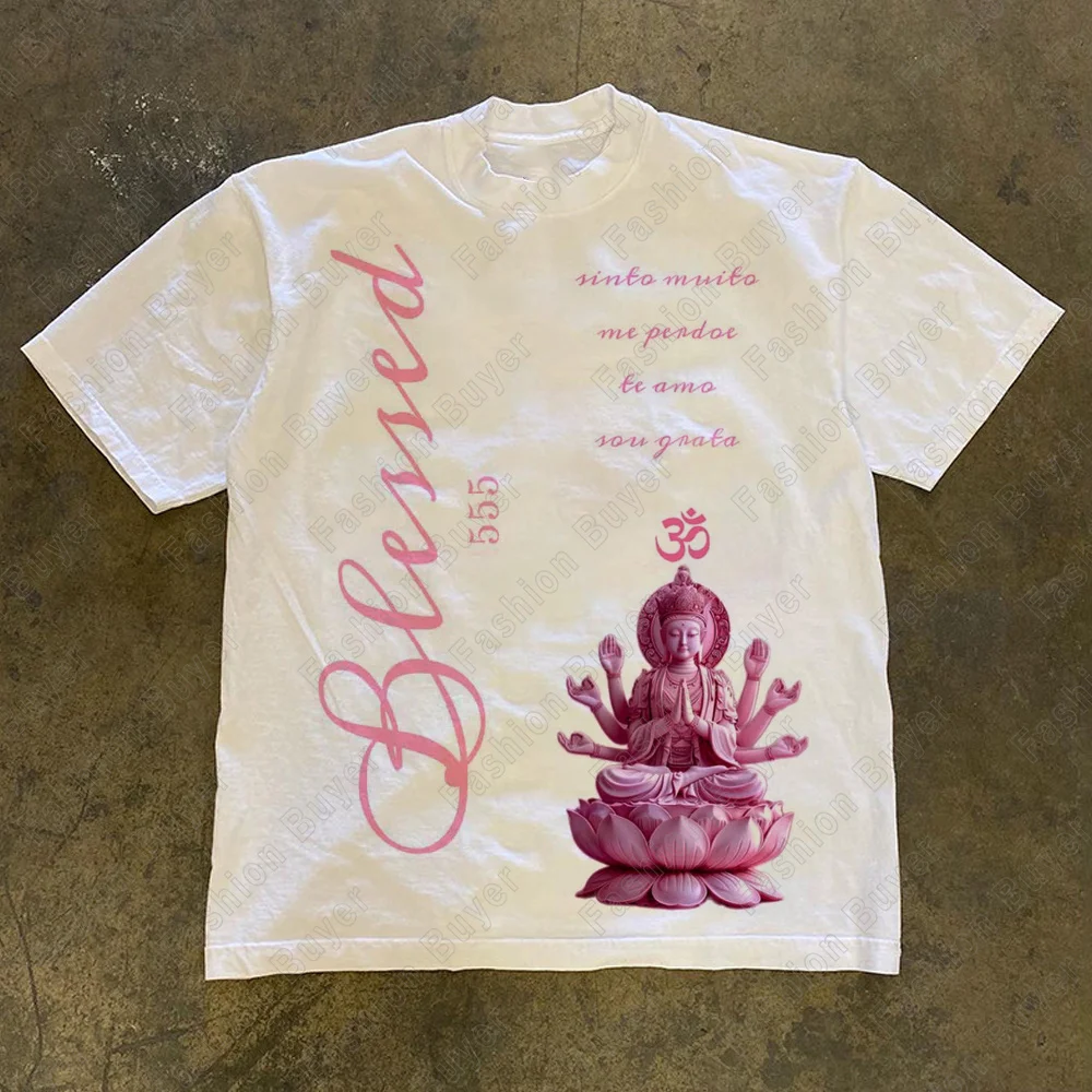 2026 Buddha Says Relax Print T-Shirt Tops Unisex Short-sleeved Retro Hip Hop Harajuku Street Y2K Casual Fashion Tops Clothing