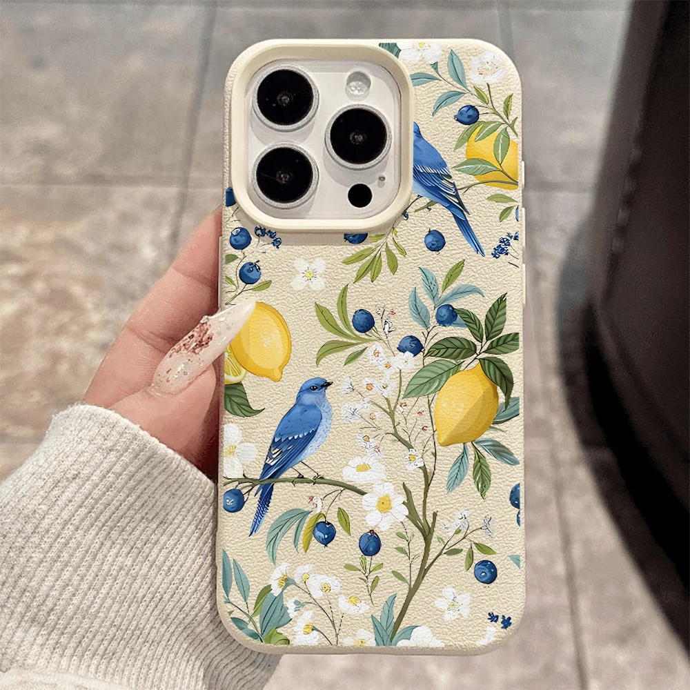 Blue Bird Lemon Handyhülle für iPhone 17 16 15 14 13 12 Pro Max 16 15 14 Plus 17 16 15 14 13 12 Pro 17Air Silikon-Matt-Cover – Detail 2