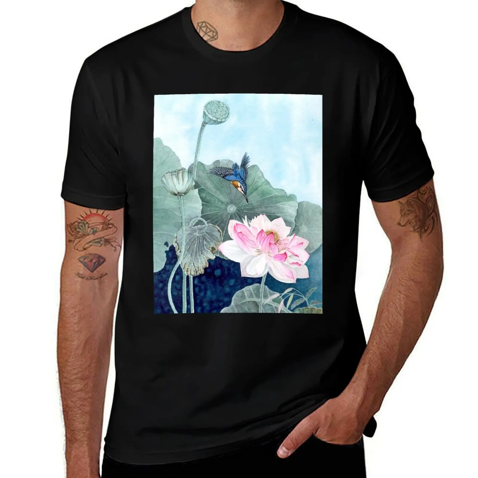 

Kingfisher and flowers 2 T-Shirt rapper graphic tees hippie clothes shirts graphic kawaii clothes mens designer clothes