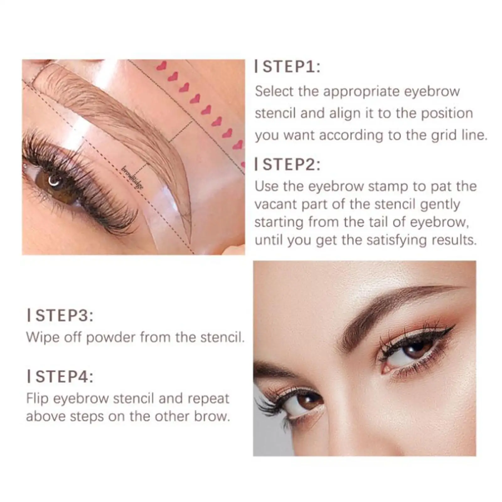 Brow Shaping Stamp Kit Waterproof Eyebrow Powder Easy Apply Stencil Brush Set for Casual and Event Makeup