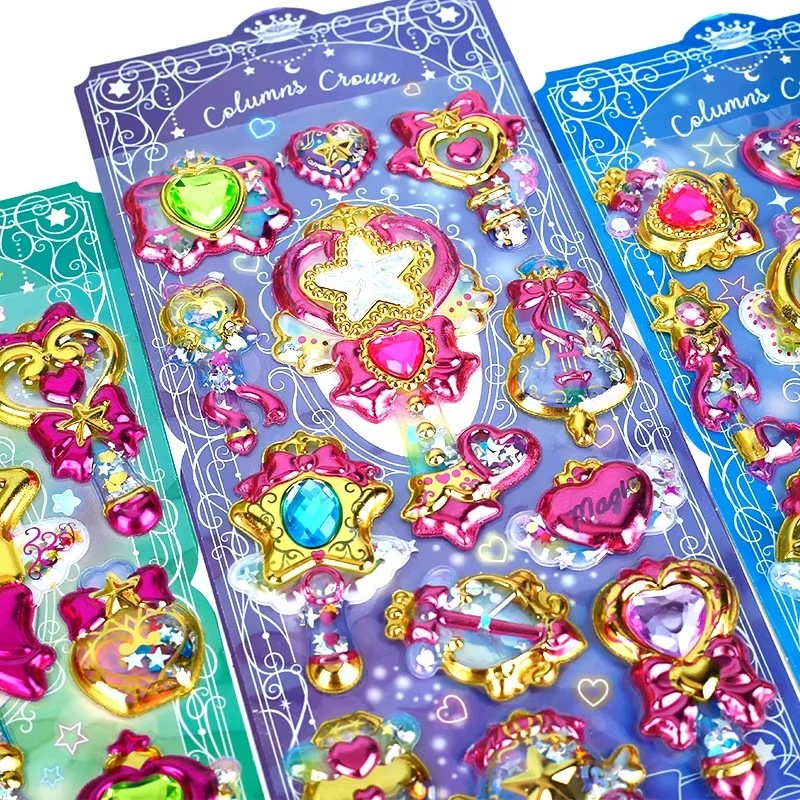 12styles Colorful Sparkling Gemstone 3D Stickers Cute DIY Puffy Stickers Journal Stationery Decoration Stickers Holiday Gifts
