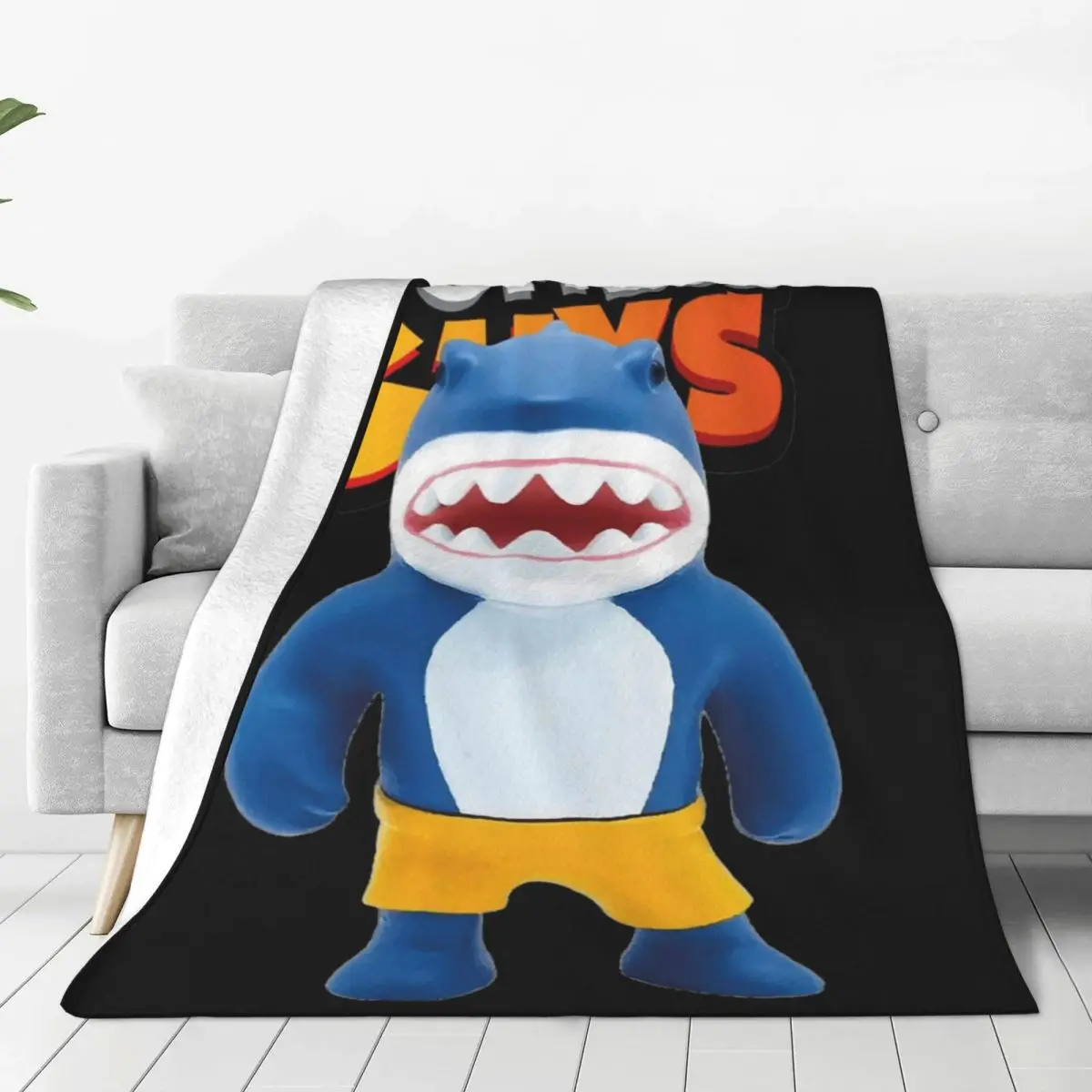 Stumble Guys Shark Throw Blanket Coral Fleece Plush Home Funny Games Throw Blankets Cozy Super Soft for Office Plush Thin Quilt