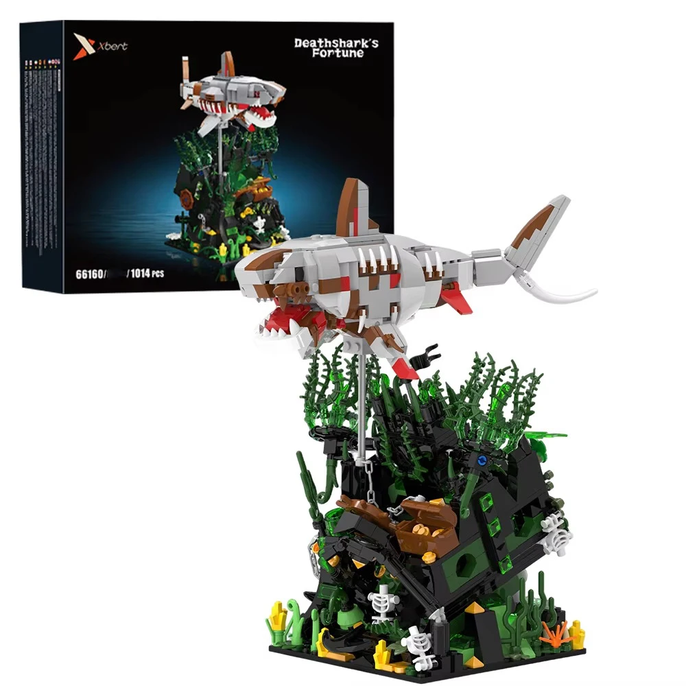 

1014PCS Shipwreck Skull Shark Building Blocks Ocean Landscape Model Bricks Desktop Display Ornaments Youth Educational Toy Gifts