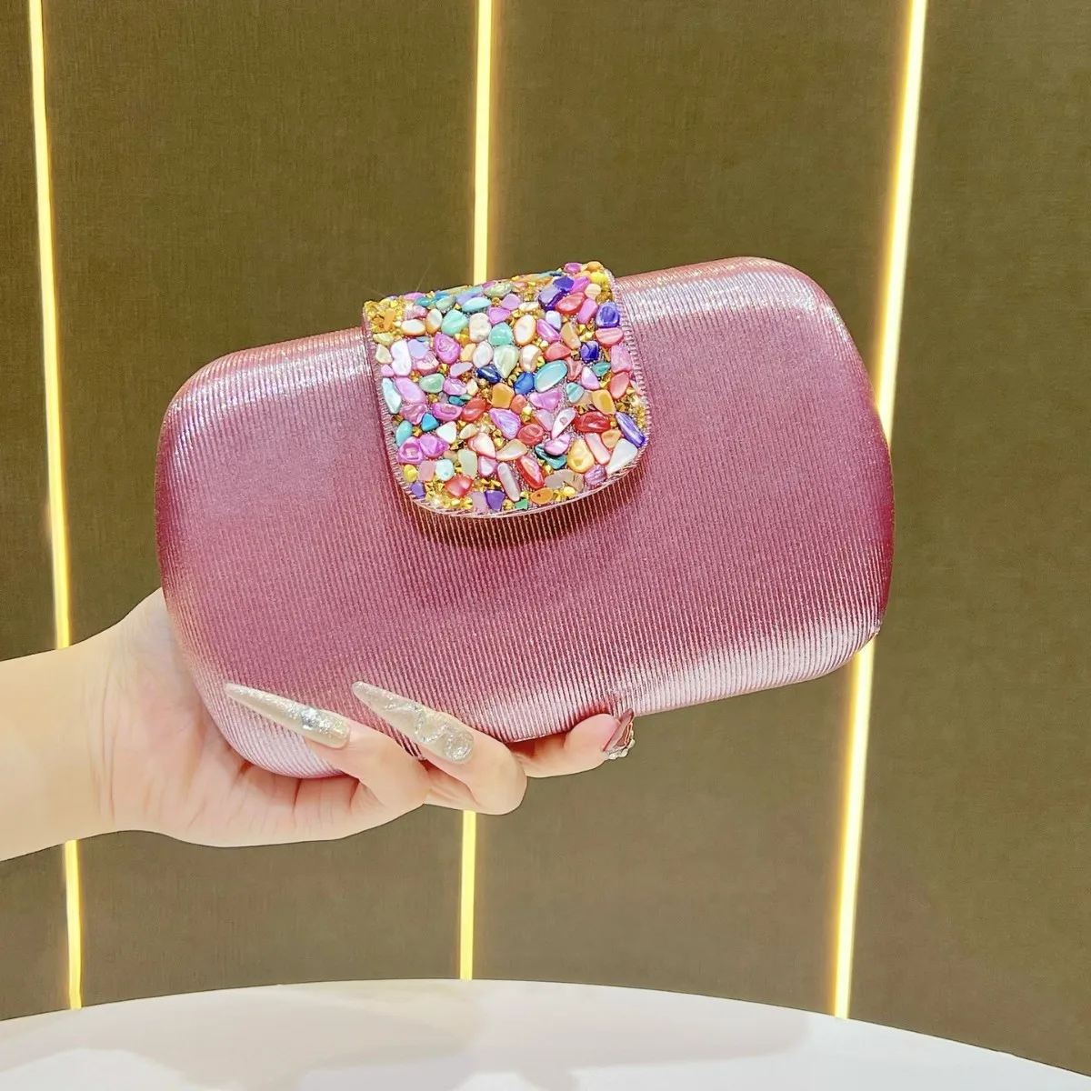 

Evening Clutches Bags Elegant Purple Women's Purse Fashion Woven Evening Bag Party Clutch Handbags