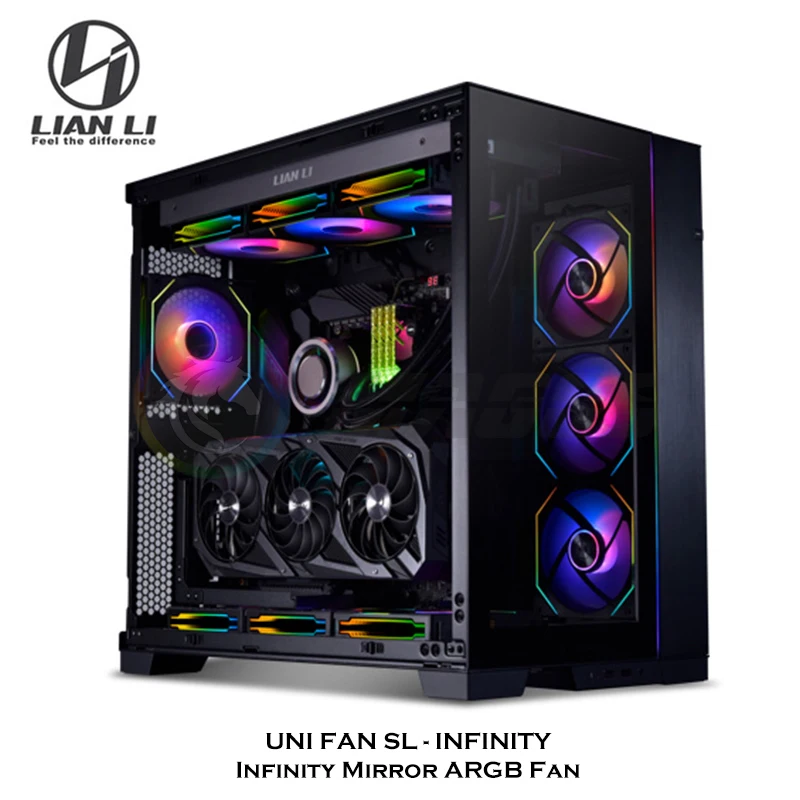 Lian Li UNI FAN SL140 SL-INFINITY Infinity Mirror Ventilador de cadena de margaritas sin cable 140 mm Refrigeración por agua L-connect 3 Control de software