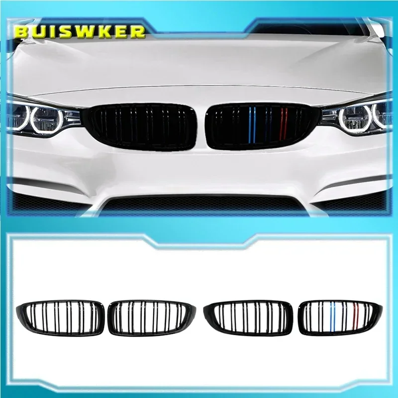 Car Front Bumper Grille Racing Grill For BMW 4 Series F32 F33 F36 M3 F80 M4 F82 12-18 Dual-Slat Glossy Black Accessories