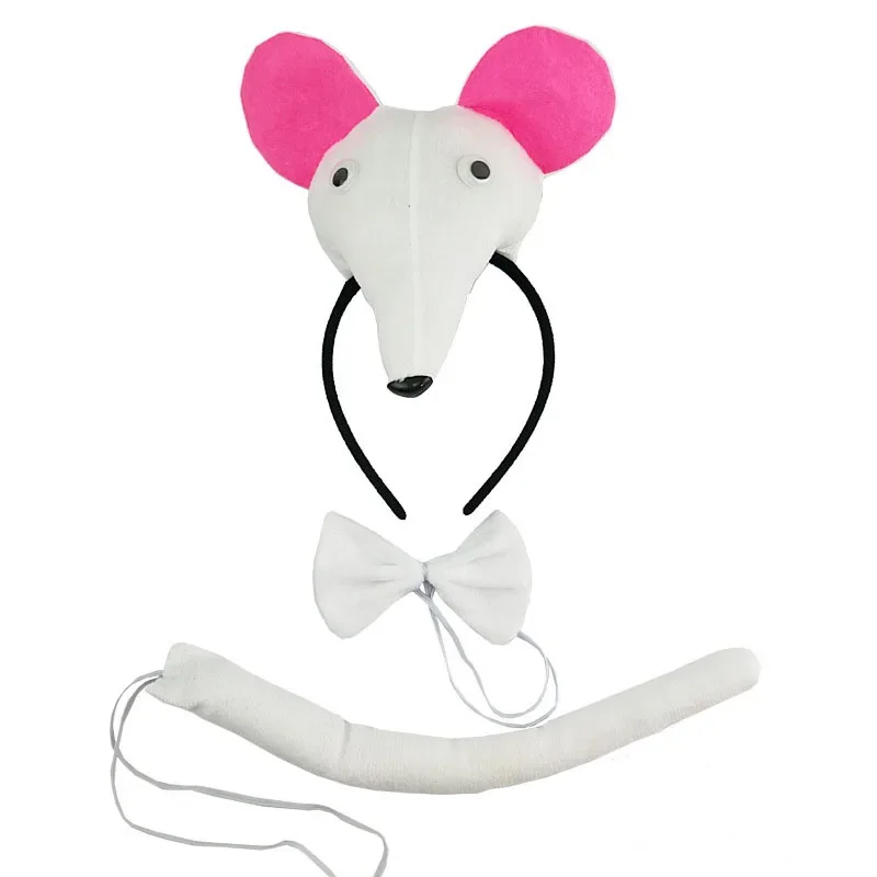 

Adults Kids Plush Boy Rat Mouse Ears Headband Bow Tie Tail Animal Child for Birthday Party Cosplay Costume Halloween Christmas