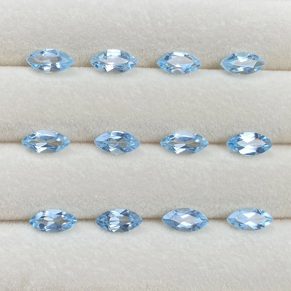 

50pcs A Lot Semi-precious Stone Eye Clear Real Natural Skyblue Topaz Facet Marquise 2*4mm-3.5*7mm Loose Gemstone For Jewelry