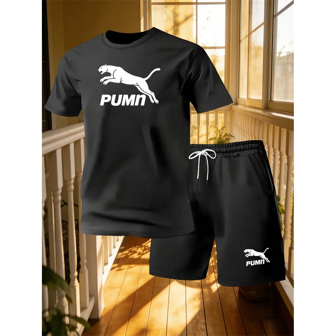 Men's Casual T-Shirt and Shorts Two-Piece Set Relaxed Fit Men's Short-Sleeve Breathable Athletic Set Two-Piece Set