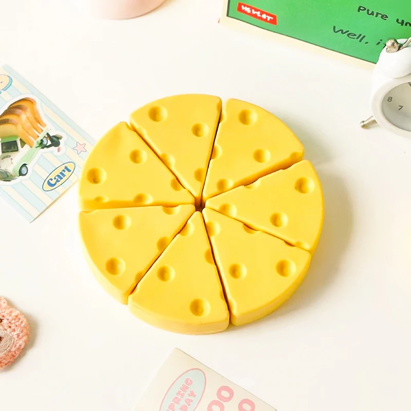 Goma de borrar de queso para niños y estudiantes, suministros escolares creativos Kawaii, papelería de premios geniales, novedad, encantador