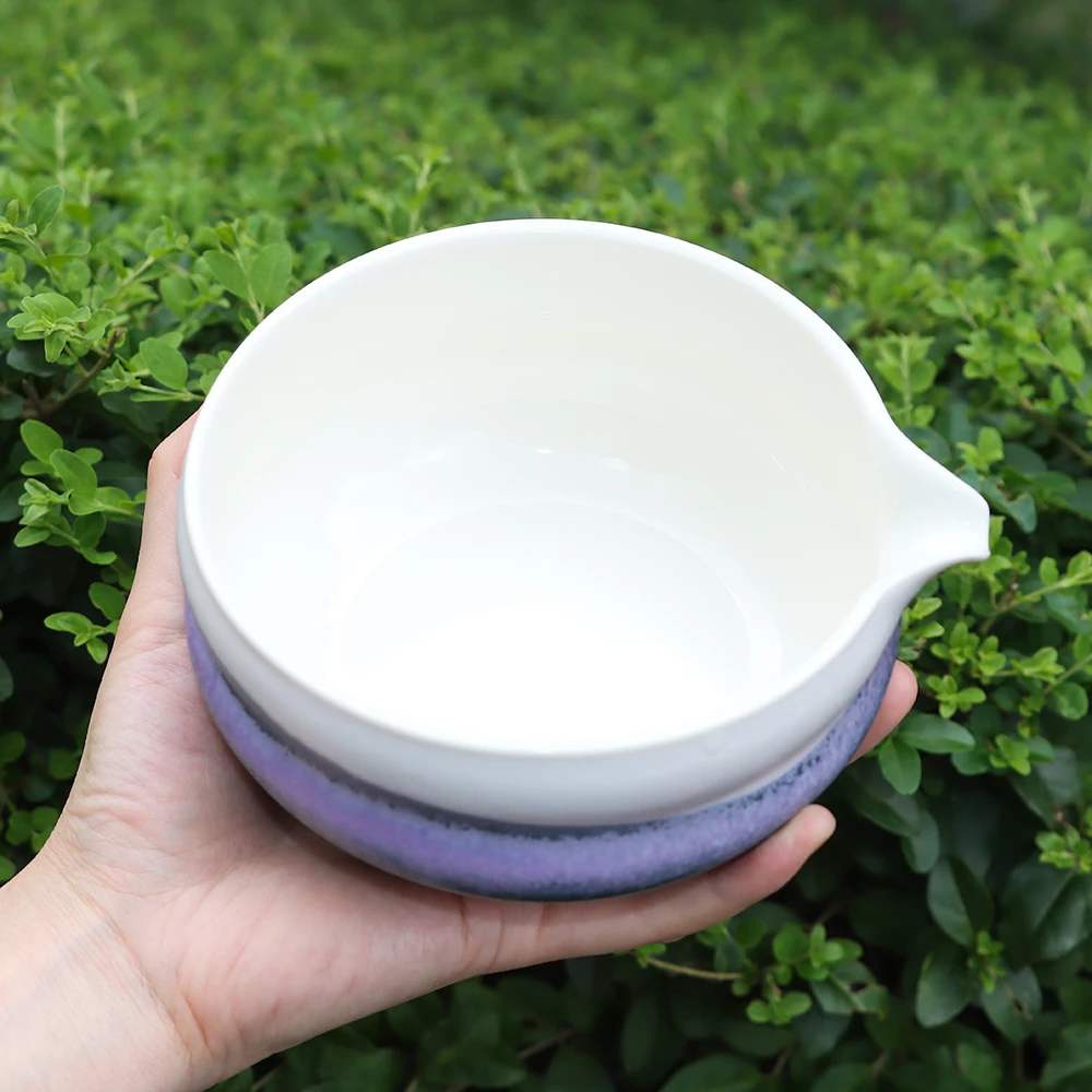 وعاء ماتشا سيراميك جديد مع صب صنبور متعدد الألوان مجموعة صنع ماتشا قابلة لإعادة الاستخدام حامل خفق ماتشا لمحبي الشاي