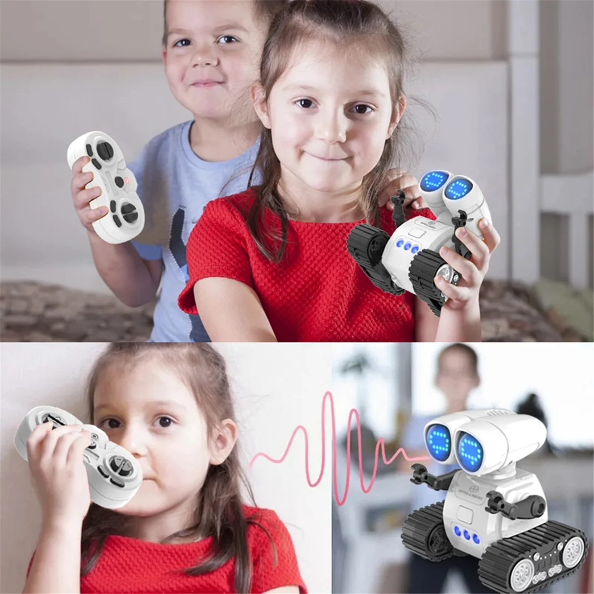 AM-RC Robot Toys with Walkie Talkie Function,Gesture Sensing, Programming Motion,Dance and Shining LED Eyes Gift for Kids