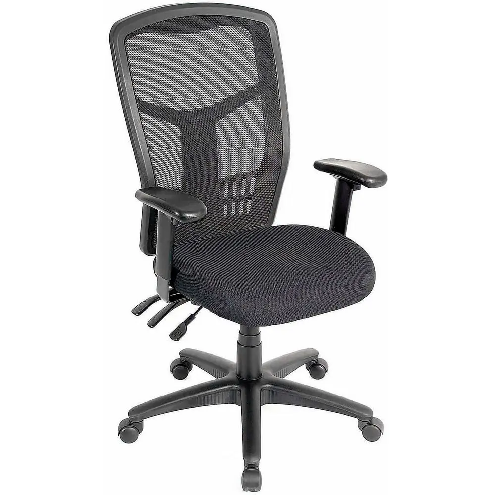 

Ergonomic High-Back Office Chair with Adjustable Arms, Fabric Seat, Multifunction Desk Chair with 5-Star Base, Black
