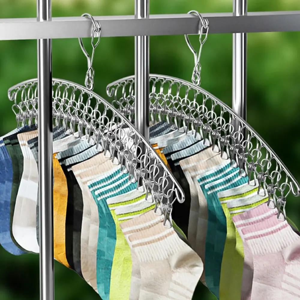 Stainless Steel Material Windproof No odor Balcony Clothes Hanger Stainless Steel Hanger Strong Support Storage