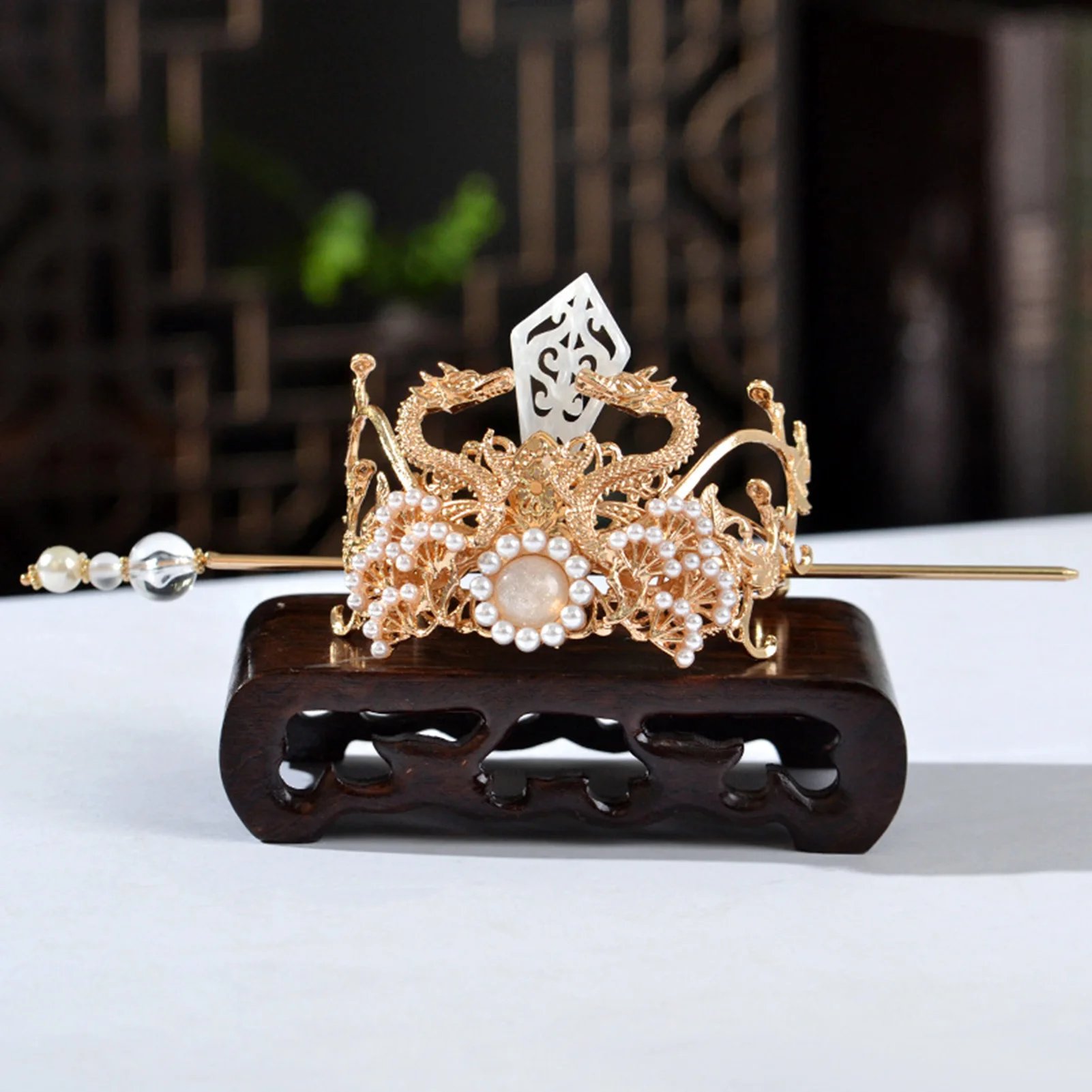 Çin tokalar klipler Retro at kuyruğu Bun saç tutucu altın gümüş renk Metal inciler saç tacı kadın erkek uzun saç takı için