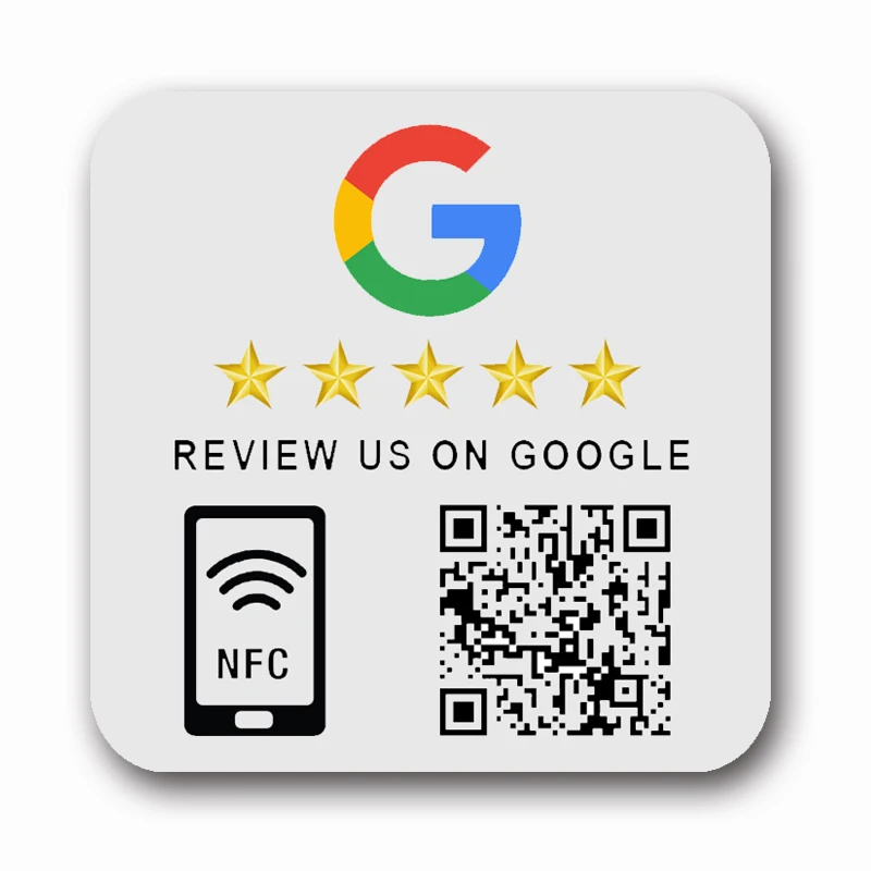 Custom Printing Big Size NFC Plate Square 10CM Waterproof NFC-Enabled Google Reviews Sticker PVC Material