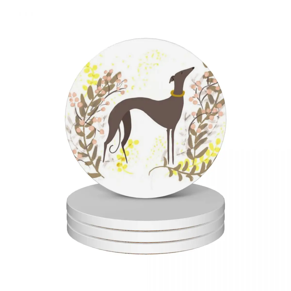 

Greyhound in the autumn Ceramic Coasters (Set of 4) plate set for drinks original for ceramics Coasters