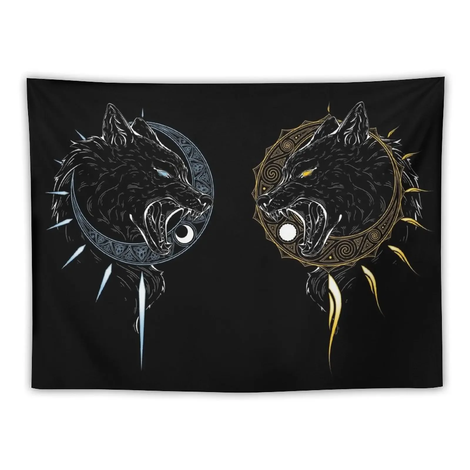 

Skll and Hati Tapestry Room Aesthetic Wallpaper Bedroom Tapestry