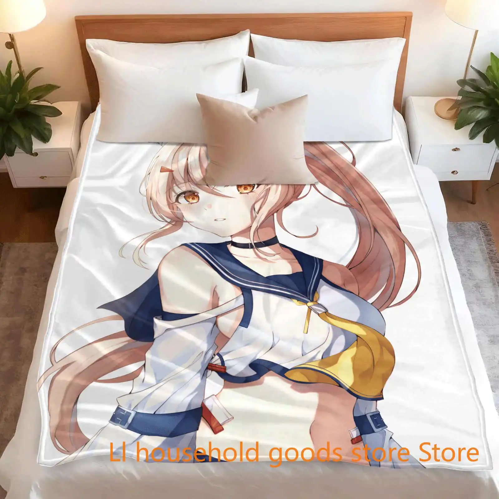 

Azur Lane Ayanami Flannel Throw Blankets for Sofa Travel Bedding Quilt
