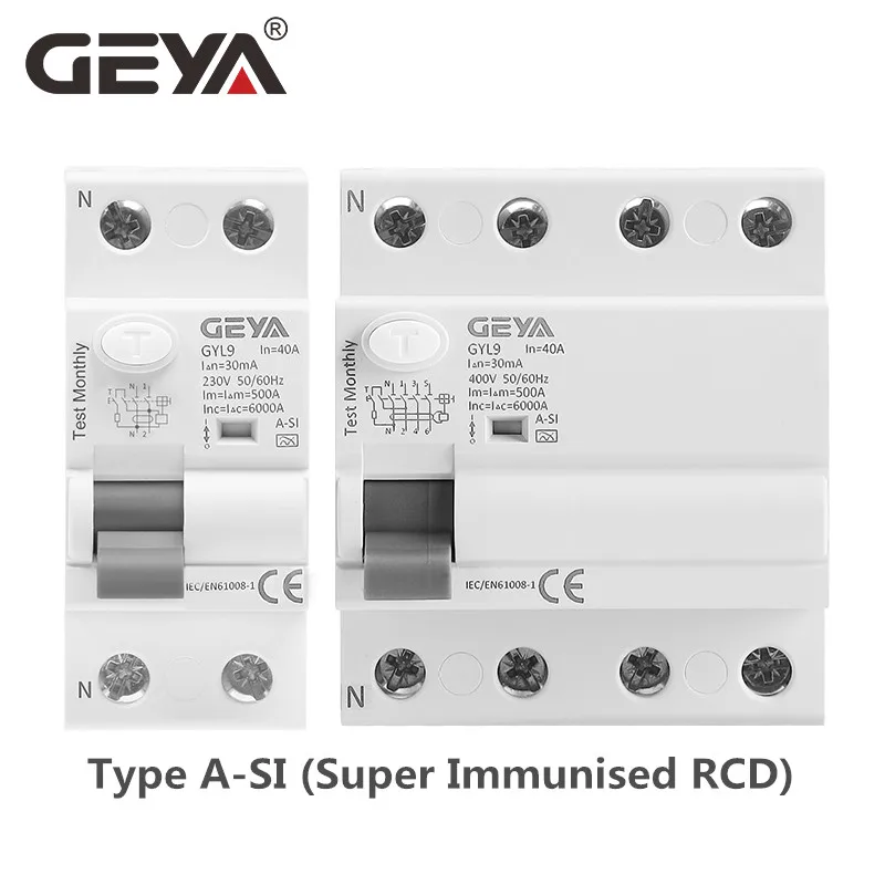 GEYA GYL9 A-SI Typ Zeitverzögerter RCD RCCB ELCB Elektromagnetischer Leistungsschalter 40A 63A 30mA 0,03A Typ A-SI Superimmunisiert – Detail 2