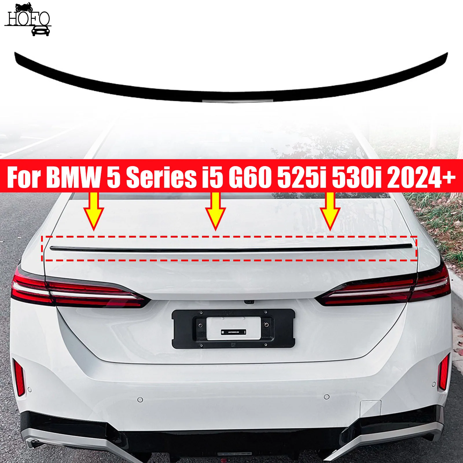 

For BMW 5 Series i5 G60 525i 530i 2024+ Rear Trunk Spoiler Wing Glossy Black Rear Boot Lip Cap Spoiler Wing Bodykit Accessories