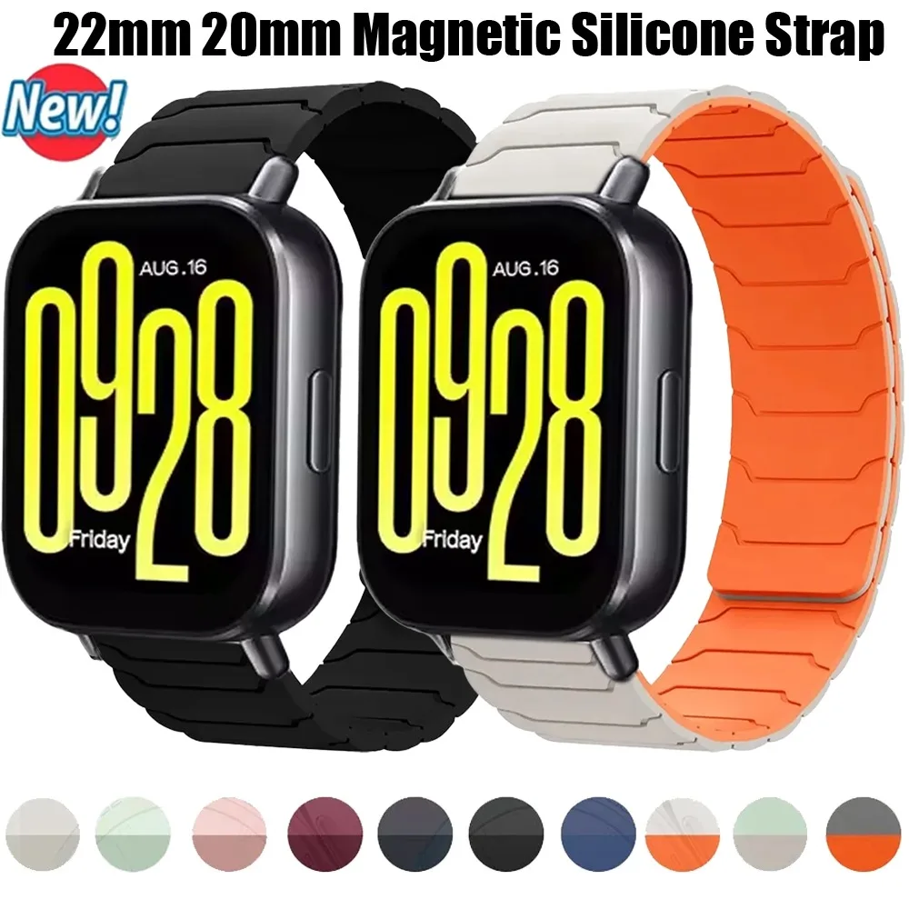 22mm 20mm Magnetisches Weiches Silikonarmband für Xiaomi Redmi Watch 5 Lite/Active Armband-Zubehör für Redmi Watch 3 Lite/Active