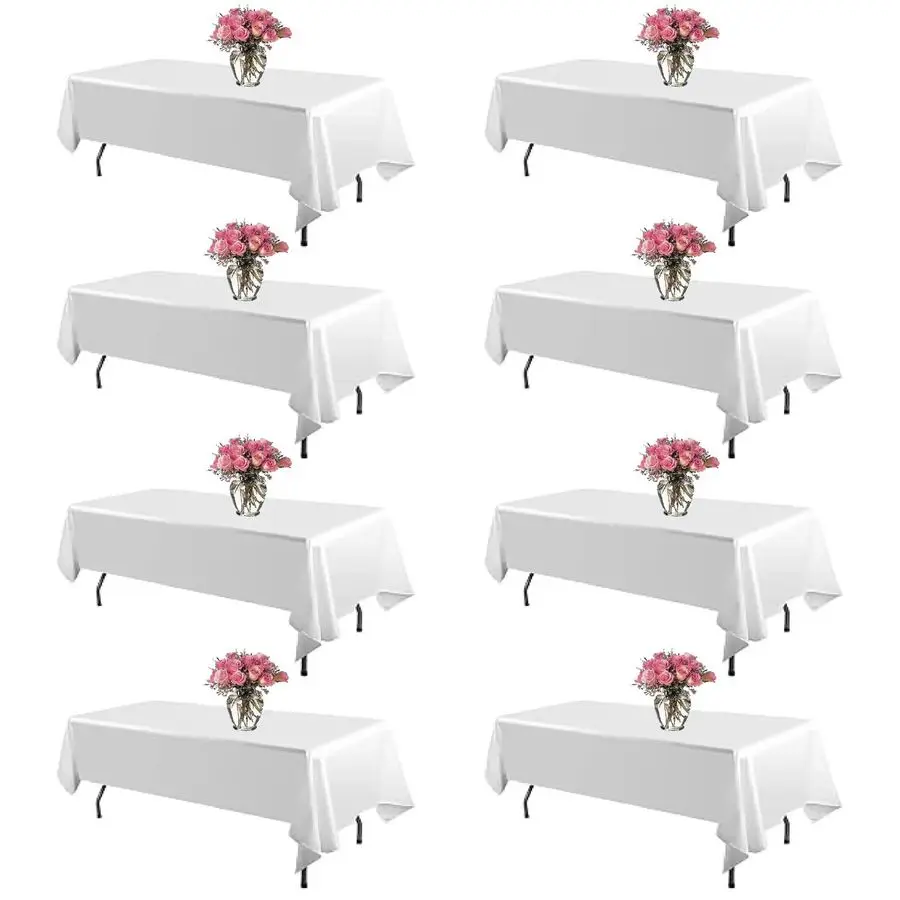 

Белая скатерть из полиэстера 60 x 102 дюйма для прямоугольных столов длиной 6 футов, устойчивая к пятнам и складкам, моющаяся.