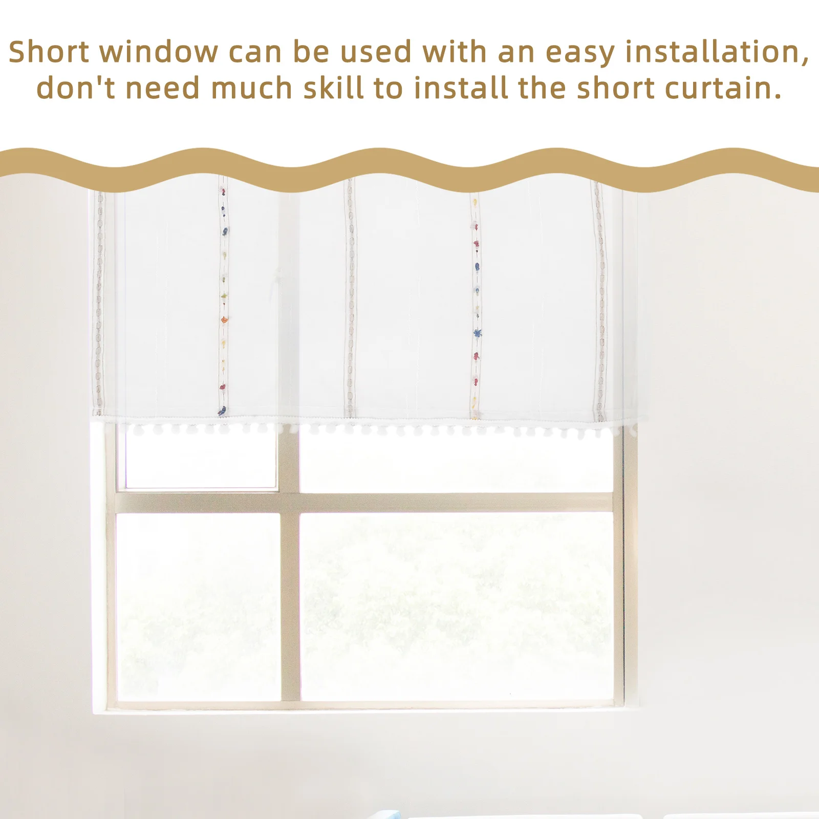 

Short Window Curtains Half Sheer Kitchen Decor Beaded Ball White Color Bedroom Home Supplies Curtains For Kitchen Room