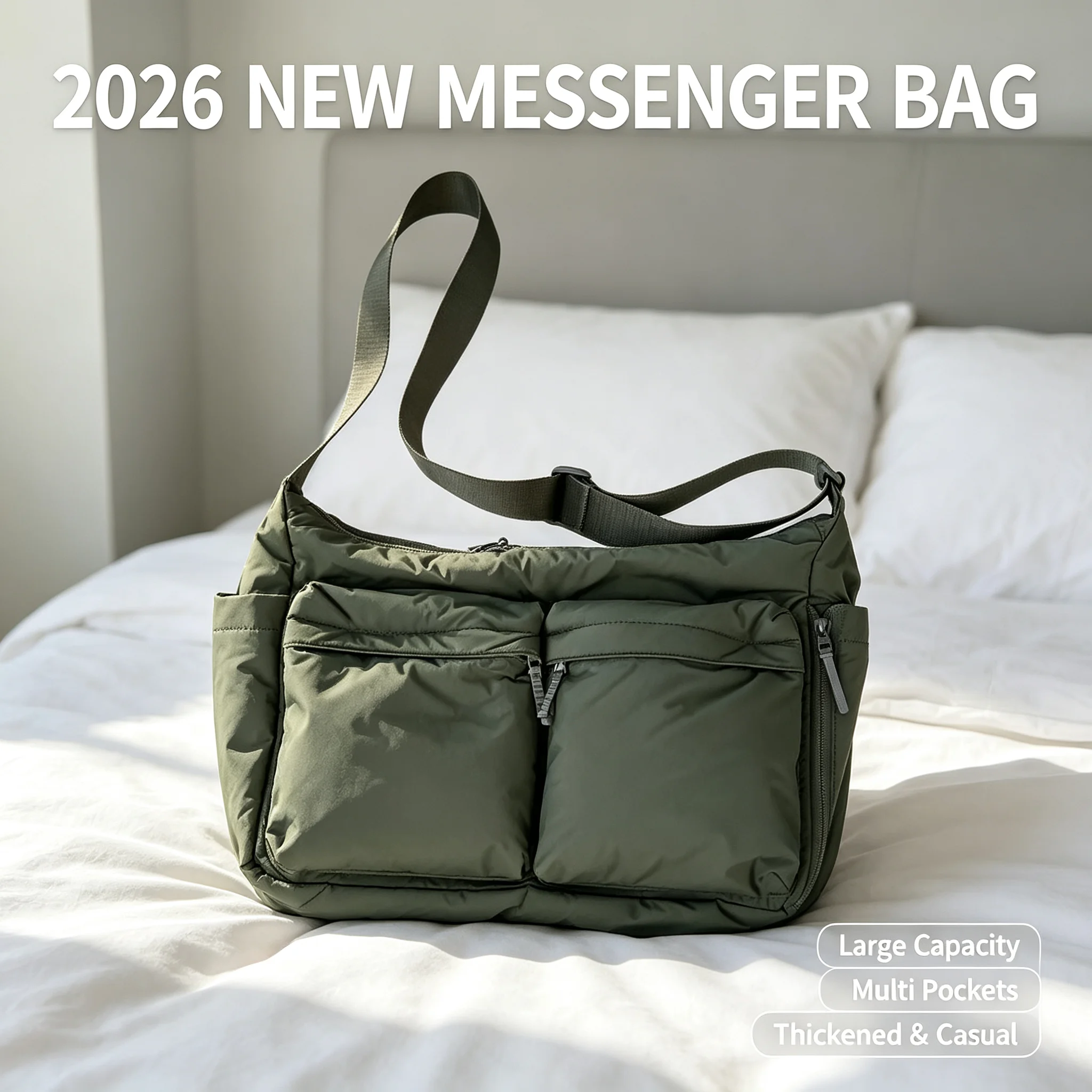 2026New Messenger Bag High Quality Thickened Large Capacity Multi Pockets Casual Single Shoulder Laptop Sports Bag for Men Women