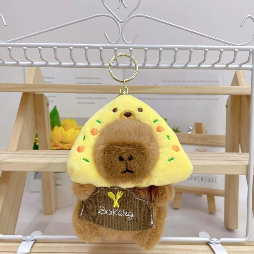 

Creative Soft Baking Capybara Key Ring Funny Bread Doughnut Animal Pendant Cartoon Furry Plush Doll Keychain Girls