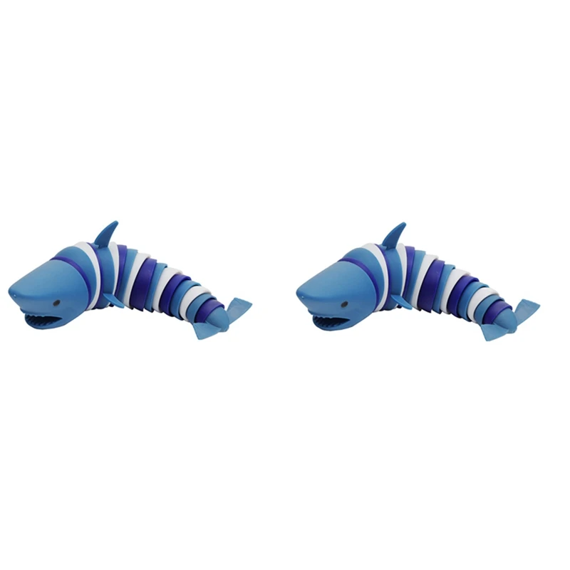 

2Pcs 3D Articulated Stretch Shark Stress Reliever Hand Toy, Pressure Relieving And Anti-Anxiety Durable 18.5 X 8 X 5.5Cm