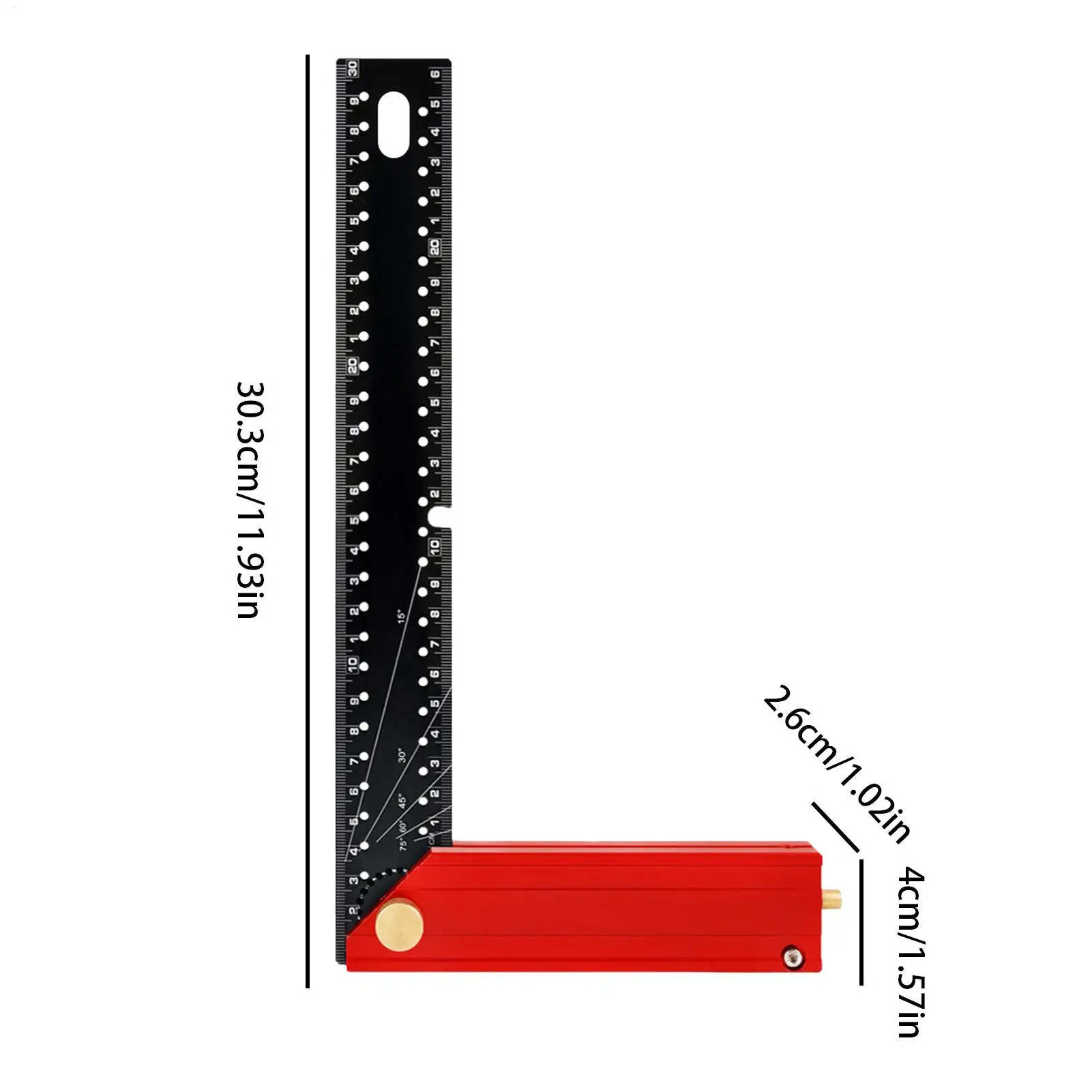 ไม้บรรทัดฉากตัวแอล 12 นิ้ว แบบยืดหดได้ สำหรับงานช่างไม้ วัดขนาดงานไม้ ใช้ได้ทั้งระบบเมตริกและอิมพีเรียล