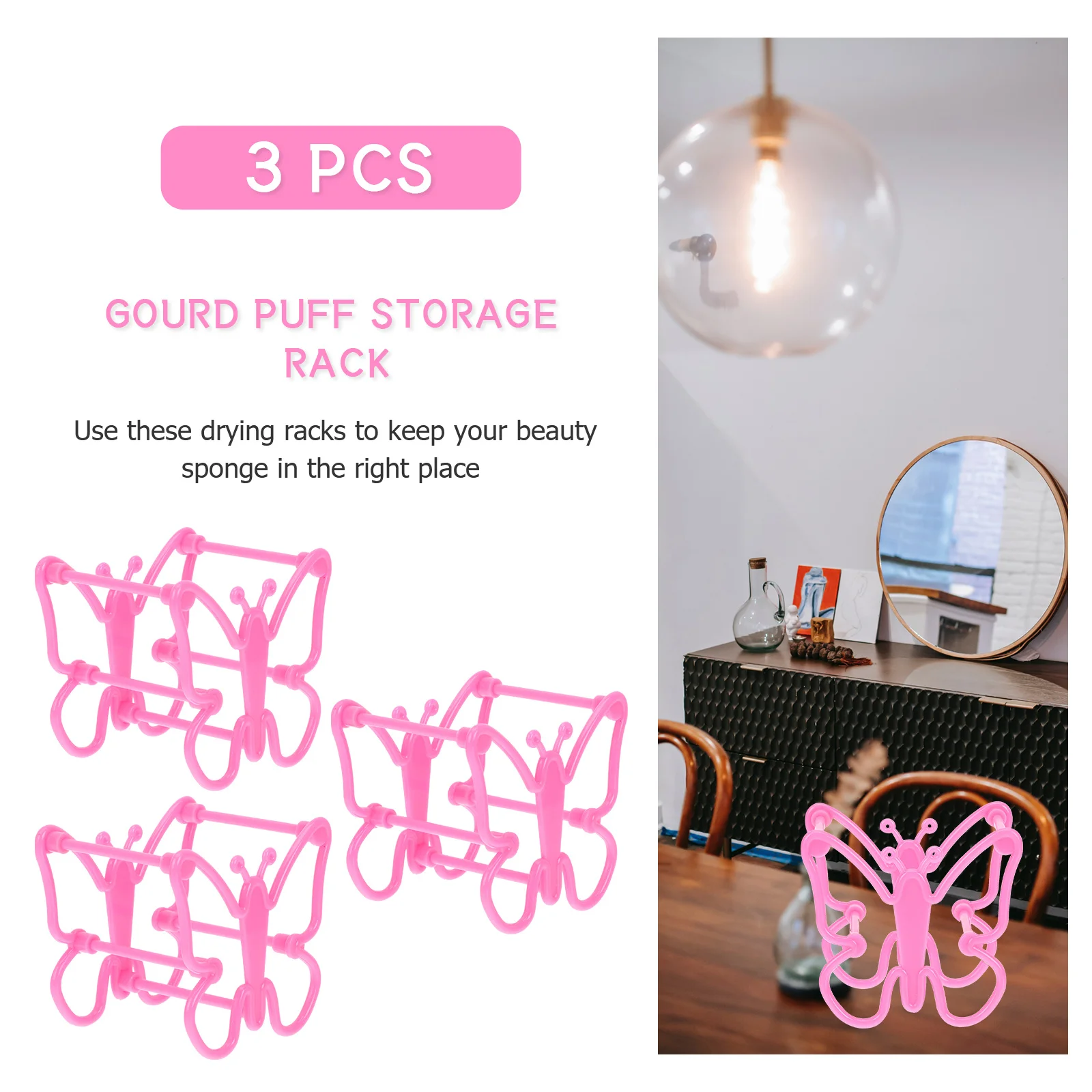 

3Pcs Beauty Sponge Holder Durable Plastic Makeup Puff Drying Rack Storage Stand Breathable Design Makeup Sponge Shelf