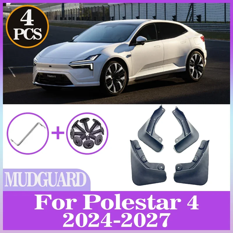 

For Polestar 4 2024 2025 2026 2027 Car Mud Flaps 4PCS Anti-splash Fender Front Rear Fender Wheel Cover Guard Mudguard Accessorie