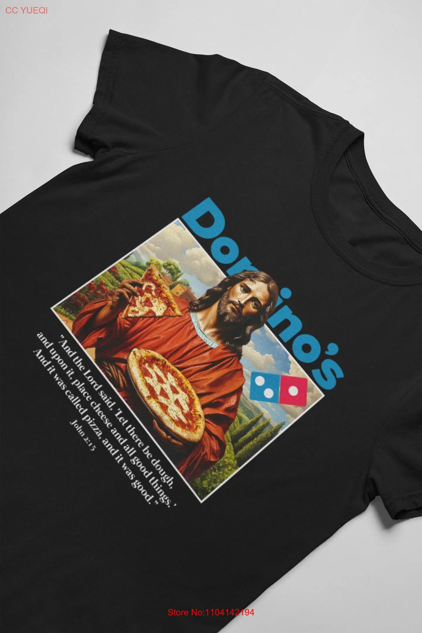 Dominos T shirt Funny Jesus Pizza 55 long or short sleeves