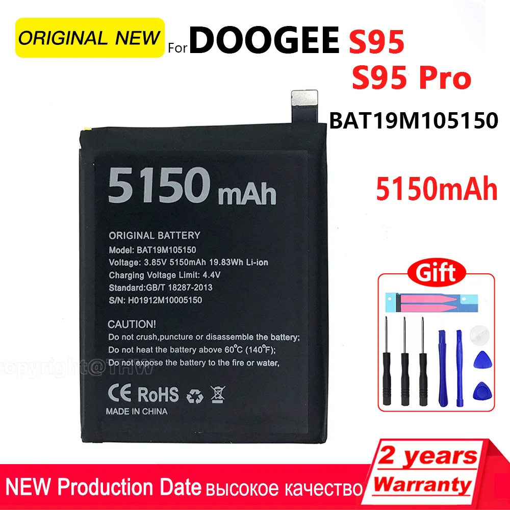 

100% Genuine DOOGEE S95 Pro BAT19M105150 Replacement Battery 5150mAh For DOOGEE S95 S95 Pro Mobile Phone + Free Tool