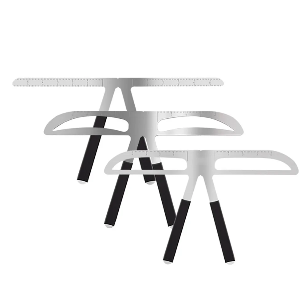 Règle de pochoir à sourcils réutilisable à trois points, outil de dessin de mesure des sourcils droits naturels, adapté aux débutants et au tatouage