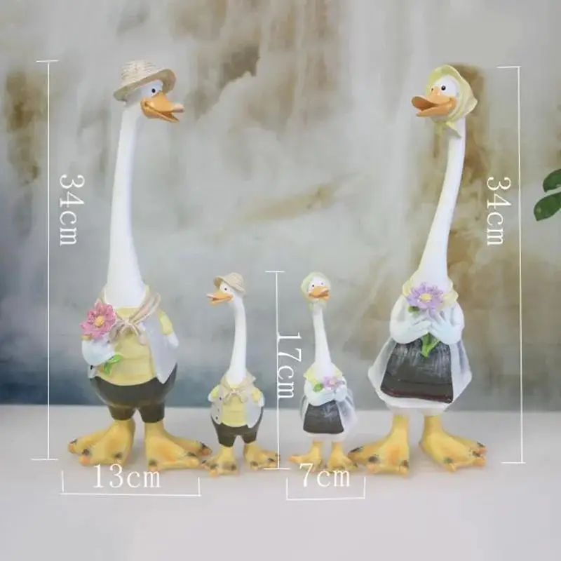 New Garden Statue Resin Duck Craft Figurines Duck Family Member Courtyard Ornaments Artwork Animal Sculptures Modern Home Decor