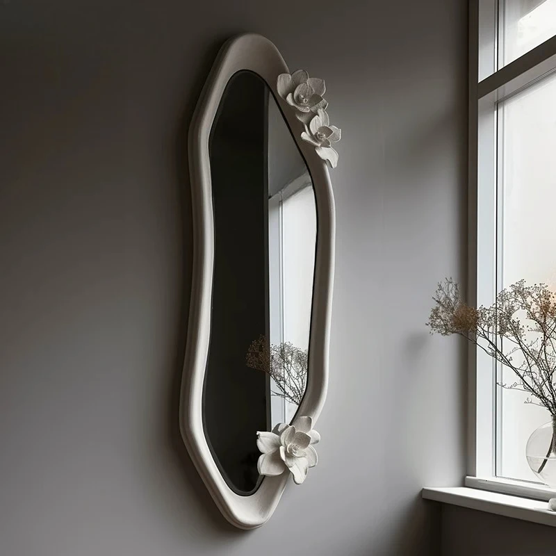 French carved wall hanging full-length mirror Superior villa Living room Bedroom Entrance mirror Muse fitting