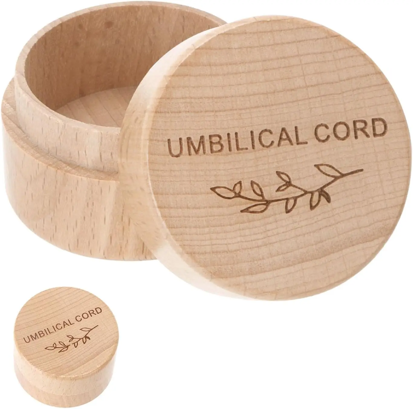 Wooden Umbilical Cord Keepsake Box Engraved Baby Memory Box for Umbilical Cord Storage Easy Open First Haircut Keepsake