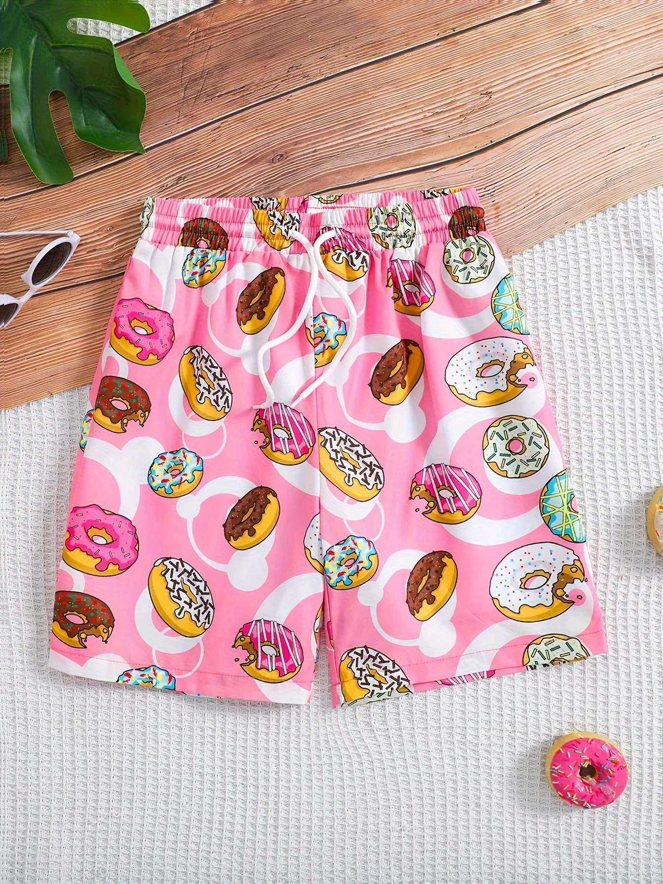 Kids Cartoon Donut 3D Print Shorts For Boys Girls Casual Clothes Drawstring Shorts Boy Swim Trunks Summer Children Beach Shorts