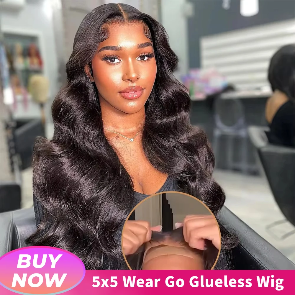 

Pre Cut No Glue Body Wave Glueless Wigs Human Hair Ready To Wear 30Inch 5x5 HD Lace Closure Wig Human Hair For Women Human Hair