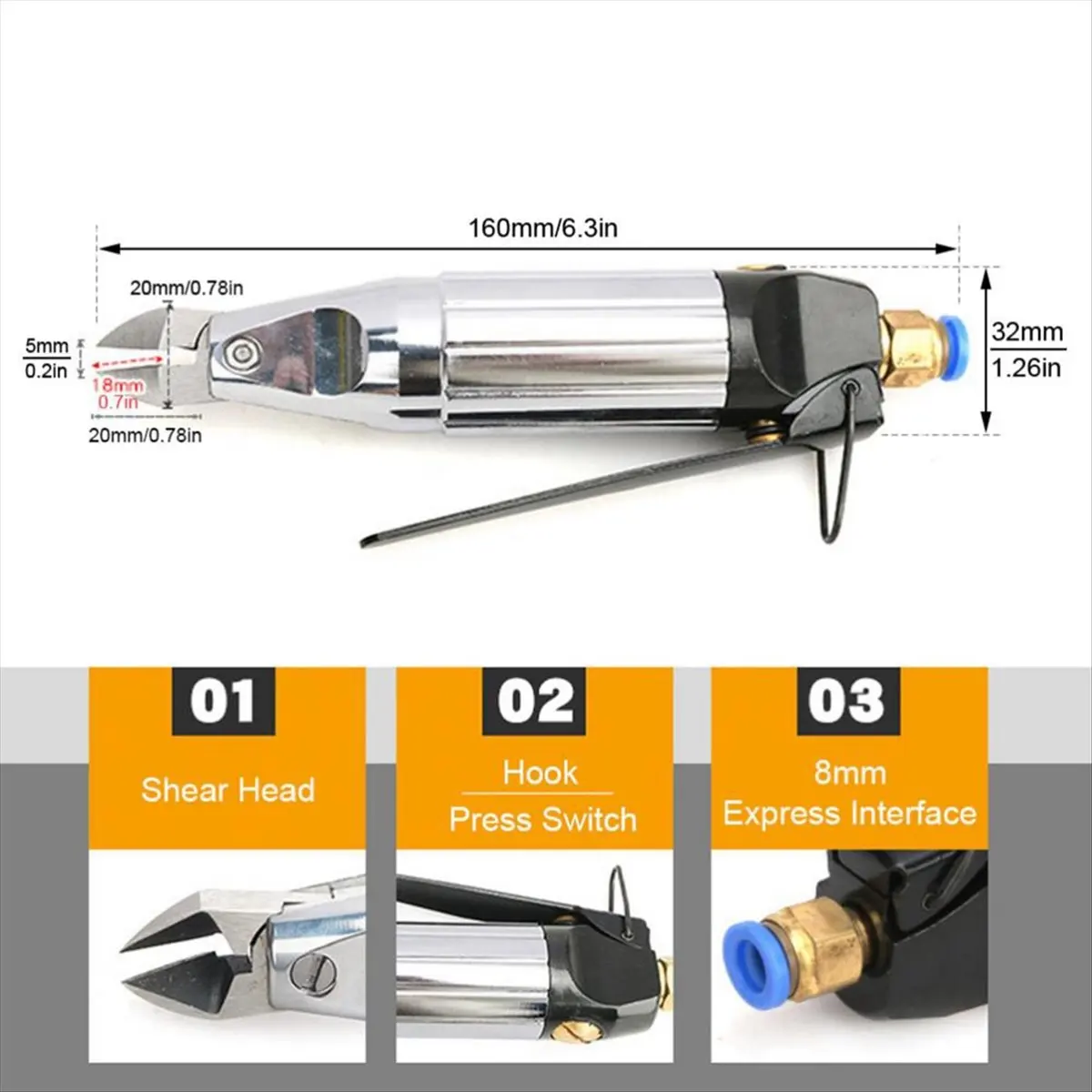 DT324 TRENDY~Air Pneumatic Cutting Pliers Scissors Pneumatic Diagonal Cutting Tools Plastic Copper Wire Soft Iron Wire Cutting