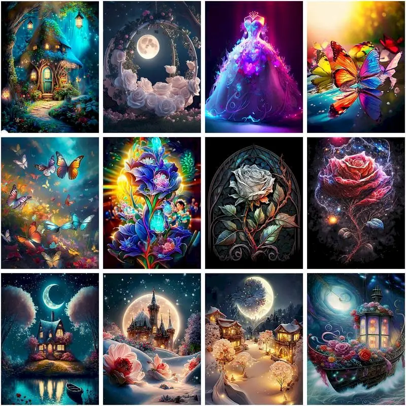 

GATYZTORY Painting By Numbers Flower Scenery For Kids Adults Drawing By Numbers On Canvas Diy Gift Fantasy Art Home Decors