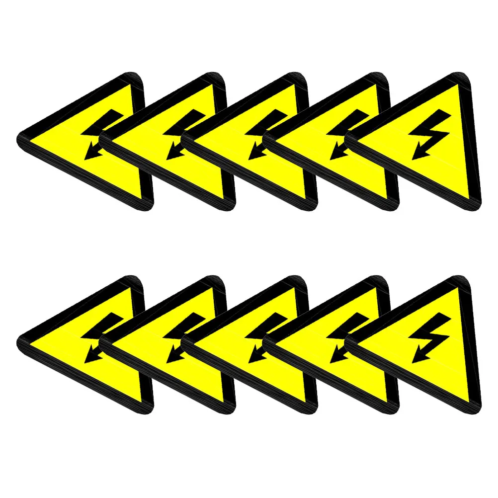 

10pcs Electric Warning Stickers 5cm Yellow Caution Signs Safety Electric Shock Tape Fence Indicator High Voltage