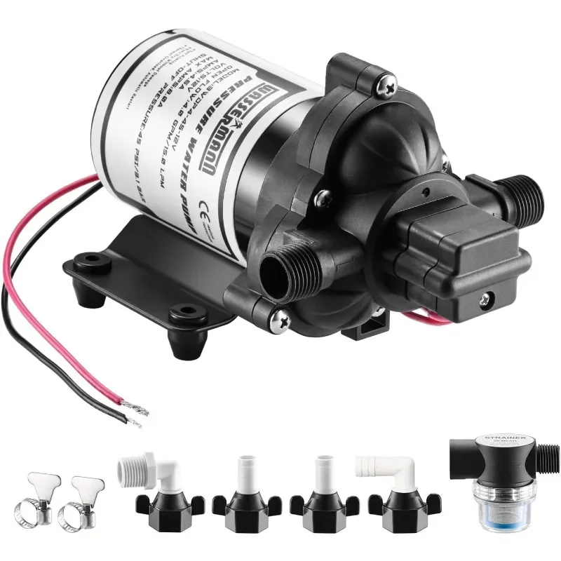 

12V Self-priming RV Water Pressure Pump 4.0GPM 45PSI with Pressure Switch, for RV Marine Camping Yacht Garden